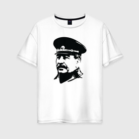 Женская футболка хлопок Oversize с принтом Сталин в Петрозаводске, 100% хлопок | свободный крой, круглый ворот, спущенный рукав, длина до линии бедер
 | stalin | ussr | иосиф сталин | коммунизм | комунизм | ссср | сталин
