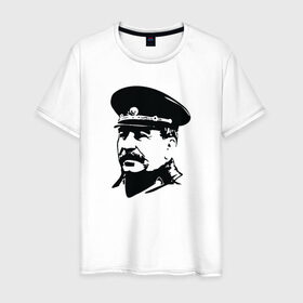 Мужская футболка хлопок с принтом Сталин в Петрозаводске, 100% хлопок | прямой крой, круглый вырез горловины, длина до линии бедер, слегка спущенное плечо. | Тематика изображения на принте: stalin | ussr | иосиф сталин | коммунизм | комунизм | ссср | сталин