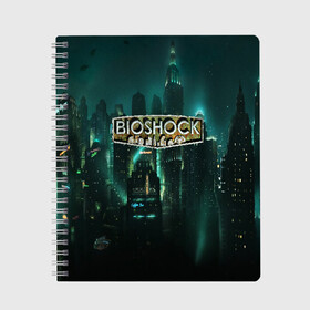 Тетрадь с принтом BIOSHOCK в Петрозаводске, 100% бумага | 48 листов, плотность листов — 60 г/м2, плотность картонной обложки — 250 г/м2. Листы скреплены сбоку удобной пружинной спиралью. Уголки страниц и обложки скругленные. Цвет линий — светло-серый
 | bioshock | bioshock infinite | биошок | букер | элизабет