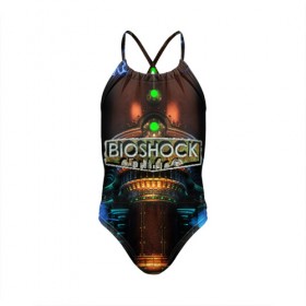 Детский купальник 3D с принтом BIOSHOCK в Петрозаводске, Полиэстер 85%, Спандекс 15% | Слитный крой, подклад по переду изделия, узкие бретели | Тематика изображения на принте: bioshock | bioshock infinite | биошок | букер | элизабет