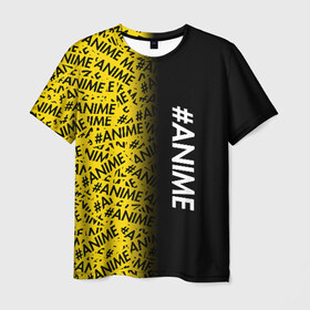 Мужская футболка 3D с принтом ANIME в Петрозаводске, 100% полиэфир | прямой крой, круглый вырез горловины, длина до линии бедер | ahegao | anime | kawai | kowai | oppai | otaku | senpai | sugoi | waifu | yandere | аниме | ахегао | ковай | культура | отаку | сенпай | тренд | яндере