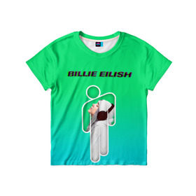 Детская футболка 3D с принтом Billie Eilish в Петрозаводске, 100% гипоаллергенный полиэфир | прямой крой, круглый вырез горловины, длина до линии бедер, чуть спущенное плечо, ткань немного тянется | ayelish | bad guy | bellyache | bilie eilish | bilie elish | billie | billie eilish | eilish | electronic | elish | music | билли айлиш | эйлиш | элиш