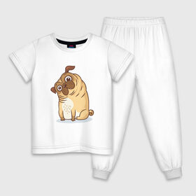 Детская пижама хлопок с принтом Удивленный мопс в Петрозаводске, 100% хлопок |  брюки и футболка прямого кроя, без карманов, на брюках мягкая резинка на поясе и по низу штанин
 | dog | pug | мопс | пес | псина | собака | собачка | удивление