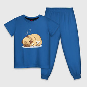 Детская пижама хлопок с принтом Спящий мопс в Петрозаводске, 100% хлопок |  брюки и футболка прямого кроя, без карманов, на брюках мягкая резинка на поясе и по низу штанин
 | Тематика изображения на принте: dog | pug | мопс | пес | псина | собака | собачка | сон | спит | спящий