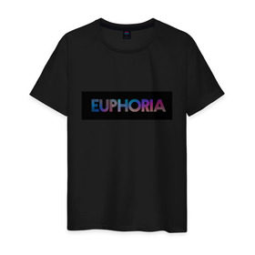 Мужская футболка хлопок с принтом сериал Euphoria в Петрозаводске, 100% хлопок | прямой крой, круглый вырез горловины, длина до линии бедер, слегка спущенное плечо. | Тематика изображения на принте: zendaya | зендея | ру беннетт | сериал euphoria | эйфория