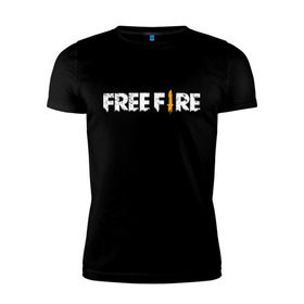 Мужская футболка премиум с принтом Garena Free Fire в Петрозаводске, 92% хлопок, 8% лайкра | приталенный силуэт, круглый вырез ворота, длина до линии бедра, короткий рукав | battlegrounds | fire | free | garena | гарена | фаер | фри