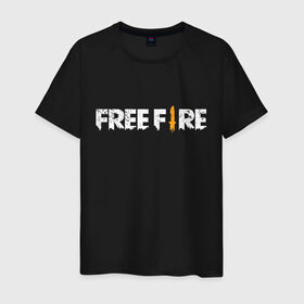 Мужская футболка хлопок с принтом Garena Free Fire в Петрозаводске, 100% хлопок | прямой крой, круглый вырез горловины, длина до линии бедер, слегка спущенное плечо. | battlegrounds | fire | free | garena | гарена | фаер | фри