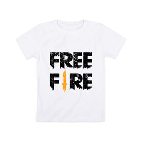 Детская футболка хлопок с принтом Free Fire logo в Петрозаводске, 100% хлопок | круглый вырез горловины, полуприлегающий силуэт, длина до линии бедер | battlegrounds | fire | free | garena | гарена | фаер | фри