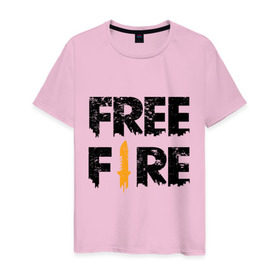 Мужская футболка хлопок с принтом Free Fire logo в Петрозаводске, 100% хлопок | прямой крой, круглый вырез горловины, длина до линии бедер, слегка спущенное плечо. | battlegrounds | fire | free | garena | гарена | фаер | фри