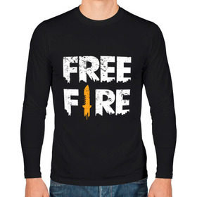 Мужской лонгслив хлопок с принтом Free Fire logo в Петрозаводске, 100% хлопок |  | battlegrounds | fire | free | garena | гарена | фаер | фри