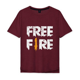 Мужская футболка хлопок Oversize с принтом Free Fire logo в Петрозаводске, 100% хлопок | свободный крой, круглый ворот, “спинка” длиннее передней части | battlegrounds | fire | free | garena | гарена | фаер | фри