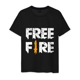 Мужская футболка хлопок с принтом Free Fire logo в Петрозаводске, 100% хлопок | прямой крой, круглый вырез горловины, длина до линии бедер, слегка спущенное плечо. | Тематика изображения на принте: battlegrounds | fire | free | garena | гарена | фаер | фри
