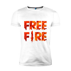Мужская футболка премиум с принтом Free Fire в Петрозаводске, 92% хлопок, 8% лайкра | приталенный силуэт, круглый вырез ворота, длина до линии бедра, короткий рукав | battlegrounds | fire | free | garena | гарена | фаер | фри