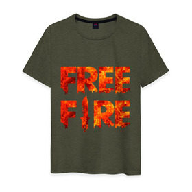 Мужская футболка хлопок с принтом Free Fire в Петрозаводске, 100% хлопок | прямой крой, круглый вырез горловины, длина до линии бедер, слегка спущенное плечо. | battlegrounds | fire | free | garena | гарена | фаер | фри