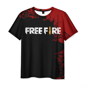 Мужская футболка 3D с принтом Free Fire в Петрозаводске, 100% полиэфир | прямой крой, круглый вырез горловины, длина до линии бедер | Тематика изображения на принте: battlegrounds | fire | free | garena | гарена | фаер | фри