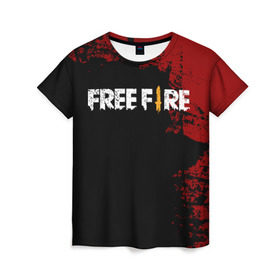 Женская футболка 3D с принтом Free Fire в Петрозаводске, 100% полиэфир ( синтетическое хлопкоподобное полотно) | прямой крой, круглый вырез горловины, длина до линии бедер | battlegrounds | fire | free | garena | гарена | фаер | фри