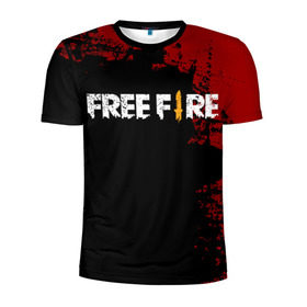 Мужская футболка 3D спортивная с принтом Free Fire в Петрозаводске, 100% полиэстер с улучшенными характеристиками | приталенный силуэт, круглая горловина, широкие плечи, сужается к линии бедра | battlegrounds | fire | free | garena | гарена | фаер | фри