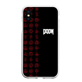 Чехол для iPhone XS Max матовый с принтом DOOM - Руны в Петрозаводске, Силикон | Область печати: задняя сторона чехла, без боковых панелей | 2019 | bethesda | demon | doom | eternal | ethernal | game | games | logo | monster | runes | демон | дум | дуум | етернал | игра | игры | какодемон | кровь | лого | логотип | монстр | монстры | руны | символ | этернал