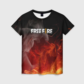 Женская футболка 3D с принтом GARENA FREE FIRE в Петрозаводске, 100% полиэфир ( синтетическое хлопкоподобное полотно) | прямой крой, круглый вырез горловины, длина до линии бедер | free fire | garena free fire | гарена 3 | гарена фри | гарена фри фаер | гарено. | игра garena