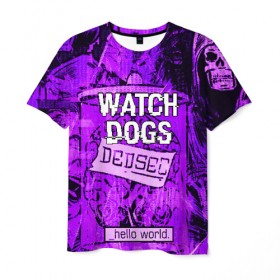 Мужская футболка 3D с принтом WATCH DOGS в Петрозаводске, 100% полиэфир | прямой крой, круглый вырез горловины, длина до линии бедер | ded sec | hacker | legion | watch dogs | watch dogs 2 | watch dogs legion | легион | хакер