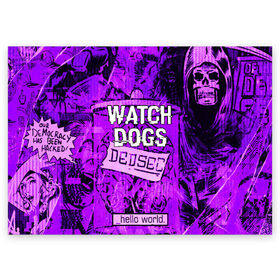 Поздравительная открытка с принтом WATCH DOGS в Петрозаводске, 100% бумага | плотность бумаги 280 г/м2, матовая, на обратной стороне линовка и место для марки
 | ded sec | hacker | legion | watch dogs | watch dogs 2 | watch dogs legion | легион | хакер
