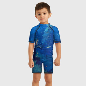 Детский купальный костюм 3D с принтом Sekiro в Петрозаводске, Полиэстер 85%, Спандекс 15% | застежка на молнии на спине | sekiro | shadows die twice | секиро | сэкиро