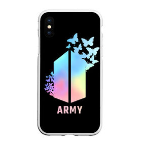 Чехол для iPhone XS Max матовый с принтом BTS ARMY в Петрозаводске, Силикон | Область печати: задняя сторона чехла, без боковых панелей | army | bangtan boys | beyond the scene | bts | k pop | kpop | love yourself | бтс | к поп