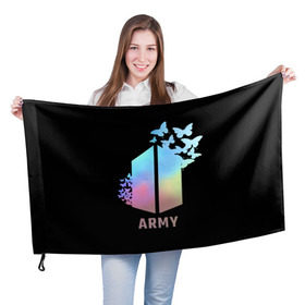 Флаг 3D с принтом BTS ARMY в Петрозаводске, 100% полиэстер | плотность ткани — 95 г/м2, размер — 67 х 109 см. Принт наносится с одной стороны | army | bangtan boys | beyond the scene | bts | k pop | kpop | love yourself | бтс | к поп