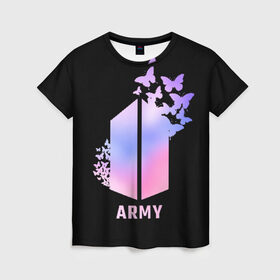 Женская футболка 3D с принтом BTS ARMY в Петрозаводске, 100% полиэфир ( синтетическое хлопкоподобное полотно) | прямой крой, круглый вырез горловины, длина до линии бедер | army | bangtan boys | beyond the scene | bts | k pop | kpop | love yourself | бтс | к поп