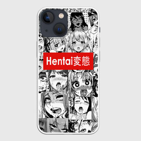 Чехол для iPhone 13 mini с принтом Японская анимация в Петрозаводске,  |  | ahegao | anime | black   white | cartoon | collage | comic | emotion | faces | girls | hieroglyphs | inscription | japanese | manga | mouth | open | аниме | девушки | иероглифы | коллаж | комикс | лица | мультфильм | надпись | 