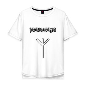 Мужская футболка хлопок Oversize с принтом Burzum Algiz Rune в Петрозаводске, 100% хлопок | свободный крой, круглый ворот, “спинка” длиннее передней части | 