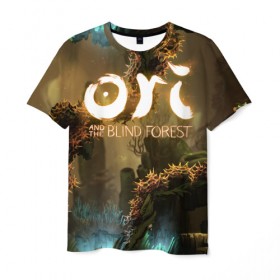 Мужская футболка 3D с принтом Ori and the Blind Forest в Петрозаводске, 100% полиэфир | прямой крой, круглый вырез горловины, длина до линии бедер | blind forest | ori | sein | белка | гумо | кошка | куро | лиса | нару | непроглядный лес | ори | платформер | птенец | сейн | сова