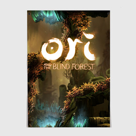 Постер с принтом Ori and the Blind Forest в Петрозаводске, 100% бумага
 | бумага, плотность 150 мг. Матовая, но за счет высокого коэффициента гладкости имеет небольшой блеск и дает на свету блики, но в отличии от глянцевой бумаги не покрыта лаком | blind forest | ori | sein | белка | гумо | кошка | куро | лиса | нару | непроглядный лес | ори | платформер | птенец | сейн | сова