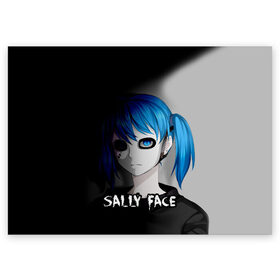 Поздравительная открытка с принтом Sally face в Петрозаводске, 100% бумага | плотность бумаги 280 г/м2, матовая, на обратной стороне линовка и место для марки
 | sally face | маска | сали | салли | салли кромсалли | фейс | фишер