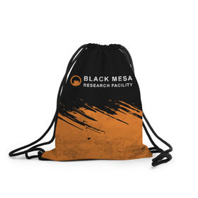 Рюкзак-мешок 3D с принтом BLACK MESA (Half-Life) в Петрозаводске, 100% полиэстер | плотность ткани — 200 г/м2, размер — 35 х 45 см; лямки — толстые шнурки, застежка на шнуровке, без карманов и подкладки | Тематика изображения на принте: black | counter | csgo | freeman | gordon | half | half life | halflife | lambda | life | logo | mesa | portal | strike | xen | гордон | контр | лайф | лого | портал | символ | страйк | фримен | халф | халф лайф | халфлайф