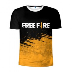 Мужская футболка 3D спортивная с принтом FREE FIRE в Петрозаводске, 100% полиэстер с улучшенными характеристиками | приталенный силуэт, круглая горловина, широкие плечи, сужается к линии бедра | 