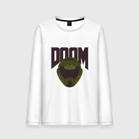 Мужской лонгслив хлопок с принтом DOOM в Петрозаводске, 100% хлопок |  | doom | doom eternal | game | minimalism | игры | минимализм