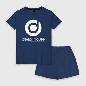 Женская пижама с шортиками хлопок с принтом Deep House в Петрозаводске, 100% хлопок | футболка прямого кроя, шорты свободные с широкой мягкой резинкой | beats | club | deep | dj | house | music | битс | диждей | дип | звук | клуб | музыка | сет | хаус