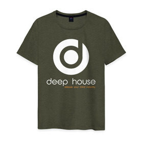 Мужская футболка хлопок с принтом Deep House в Петрозаводске, 100% хлопок | прямой крой, круглый вырез горловины, длина до линии бедер, слегка спущенное плечо. | beats | club | deep | dj | house | music | битс | диждей | дип | звук | клуб | музыка | сет | хаус