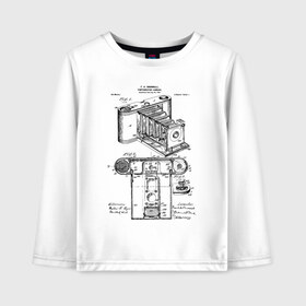 Детский лонгслив хлопок с принтом Photographic Camera Patent в Петрозаводске, 100% хлопок | круглый вырез горловины, полуприлегающий силуэт, длина до линии бедер | Тематика изображения на принте: patent | идея | история | камера | патент | разработка | фотик | фотоаппарат | фотограф | чертеж | чертежи