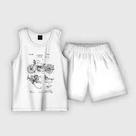 Детская пижама с шортами хлопок с принтом Patent Harley в Петрозаводске,  |  | harley | patent | байк | байкер | идея | история | механика | мото | мотоцикл | патент | разработка | харлей | чертеж | чертежи