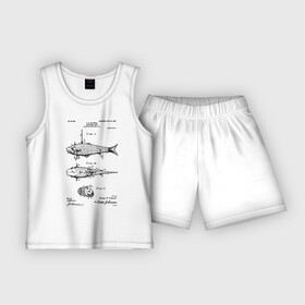 Детская пижама с шортами хлопок с принтом Patent  Artificial bait в Петрозаводске,  |  | patent | воблер | идея | история | крючок | патент | приманка | разработка | рыбак | рыбалка | туризм | удочка | чертеж | чертежи