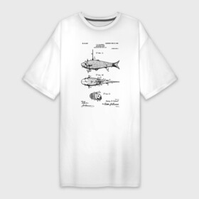 Платье-футболка хлопок с принтом Patent   Artificial bait в Петрозаводске,  |  | patent | воблер | идея | история | крючок | патент | приманка | разработка | рыбак | рыбалка | туризм | удочка | чертеж | чертежи
