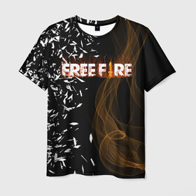 Мужская футболка 3D с принтом FREE FIRE в Петрозаводске, 100% полиэфир | прямой крой, круглый вырез горловины, длина до линии бедер | free fire | free fire pc | game | garena | mobile game | royale | trsffb | битва онлайн | гарена | игра | огонь | свободный огонь | фри фаер