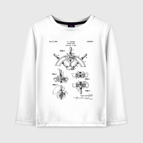 Детский лонгслив хлопок с принтом Patent - A J Higgins в Петрозаводске, 100% хлопок | круглый вырез горловины, полуприлегающий силуэт, длина до линии бедер | Тематика изображения на принте: patent | идея | история | капитан | корабль | лодка | море | океан | патент | разработка | туризм | чертеж | чертежи | штурвал