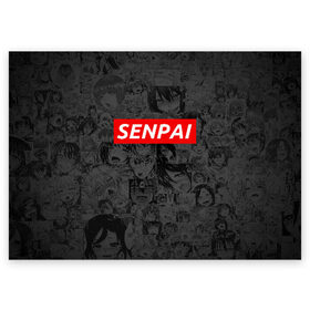 Поздравительная открытка с принтом SENPAI в Петрозаводске, 100% бумага | плотность бумаги 280 г/м2, матовая, на обратной стороне линовка и место для марки
 | ahegao | kawai | kowai | oppai | otaku | senpai | sugoi | waifu | yandere | ахегао | ковай | отаку | сенпай | яндере