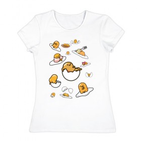 Женская футболка хлопок с принтом Ленивое яйцо в Петрозаводске, 100% хлопок | прямой крой, круглый вырез горловины, длина до линии бедер, слегка спущенное плечо | 