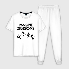 Мужская пижама хлопок с принтом IMAGINE DRAGONS в Петрозаводске, 100% хлопок | брюки и футболка прямого кроя, без карманов, на брюках мягкая резинка на поясе и по низу штанин
 | evolve | id | imagine dragons | драконы | ид