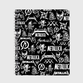 Тетрадь с принтом METALLICA LOGOBOMBING в Петрозаводске, 100% бумага | 48 листов, плотность листов — 60 г/м2, плотность картонной обложки — 250 г/м2. Листы скреплены сбоку удобной пружинной спиралью. Уголки страниц и обложки скругленные. Цвет линий — светло-серый
 | matters metallica | metallica | metallica else | metallica nothing | metallicas metallica | nothing else | металлика | металлика.