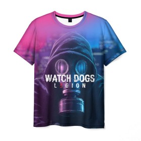 Мужская футболка 3D с принтом WATCH DOGS LEGION в Петрозаводске, 100% полиэфир | прямой крой, круглый вырез горловины, длина до линии бедер | ded sec | fox | hacker | legion | watch dogs | watch dogs 2 | watch dogs legion | легион | хакер